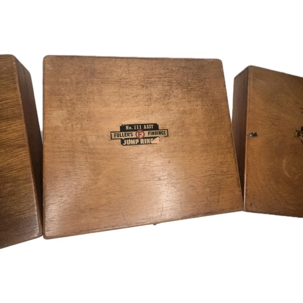 Vintage 70s Fuller Findings No. 111 Jewelry Supply Wooden Storag Boxes Lot of 3